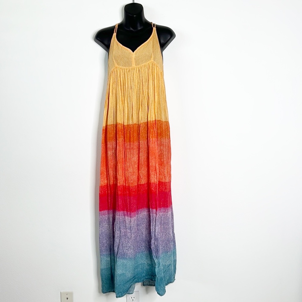 Anthropologie Carla Weeks Bohemian Sunset Rainbow Maxi Dress Size Small - Picture 10 of 12